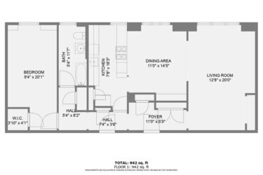 Rendering of the Frisco: Unit 507 floor plan with 1 bedroom[s] and 1 bathroom[s] at The Norman
